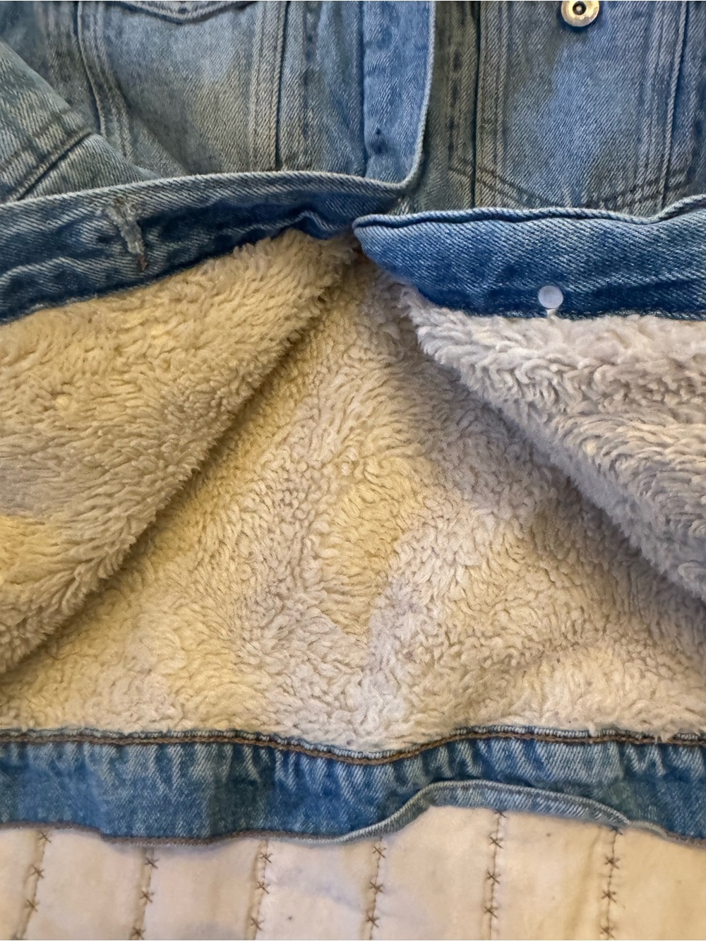 0057 Light Blue Denim Sherpa Jacket - Picture 2 of 4